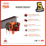 Geared Trolley Toyo GCL 10 Ton x 3 Meter (New) - Image 4