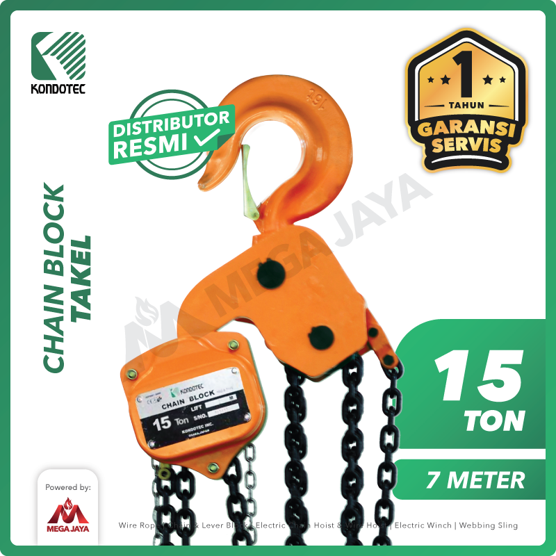 KONDOTEC-Chain-Block-15Ton-x-7Meter-I.png Chain Block Kondotec 15 Ton x 7 Meter - Image 1