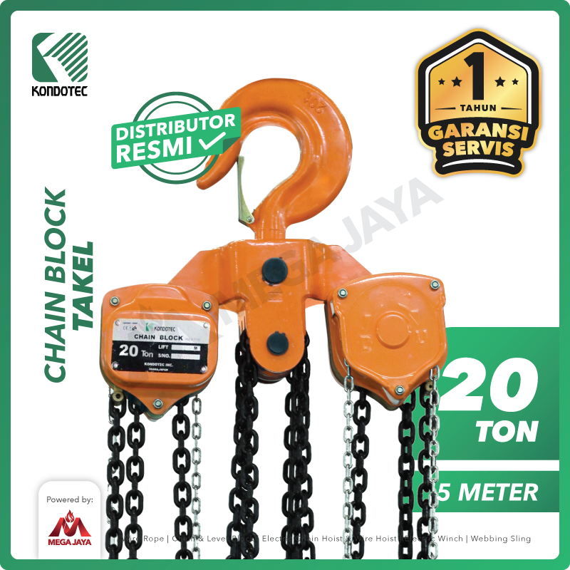 KONDOTEC-Chain-Block-20Ton-x-5Meter-I.png Chain Block Kondotec 20 Ton x 5 Meter - Gambar 1