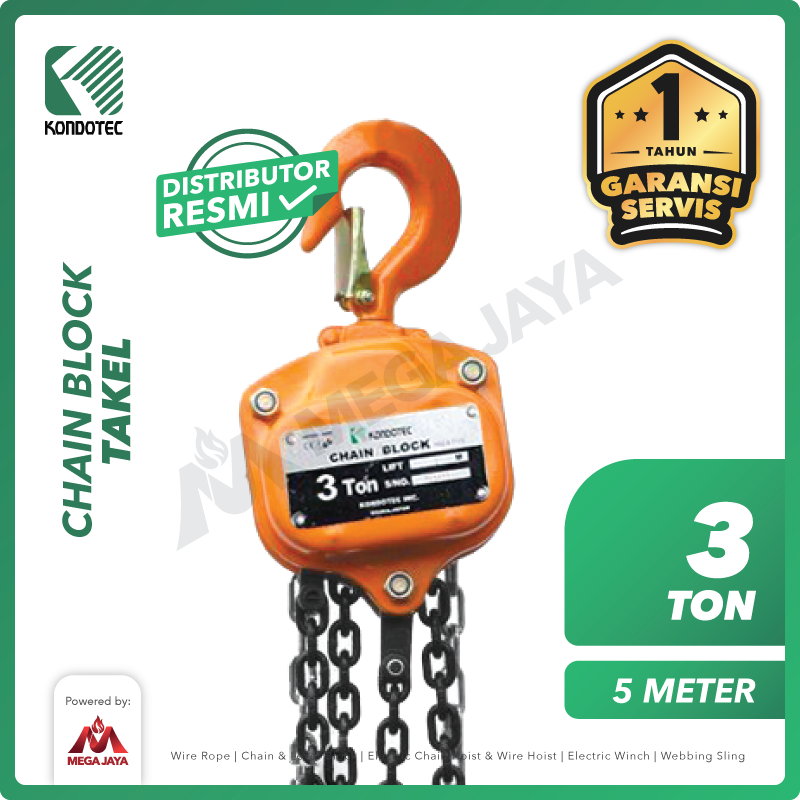 KONDOTEC-Chain-Block-3Ton-x-5Meter-I.png Chain Block Kondotec 3 Ton x 5 Meter - Image 1