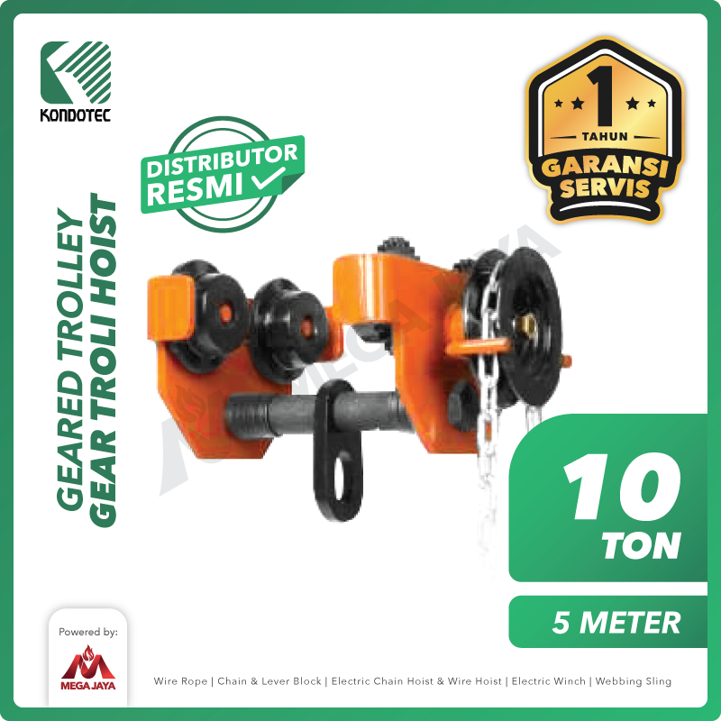 KONDOTEC-Geared-Trolley-10-Ton-x-5-Meter-I.png Geared Trolley Kondotec 10 Ton x 5 Meter - Gambar 1