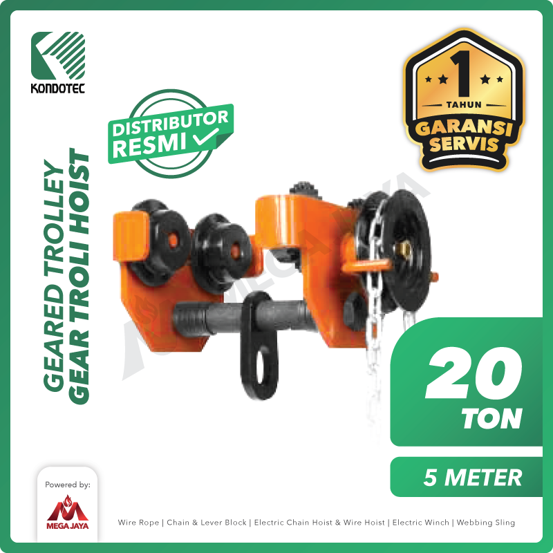 KONDOTEC-Geared-Trolley-20-Ton-x-5-Meter-I.png Geared Trolley Kondotec 20 Ton x 5 Meter - Gambar 1