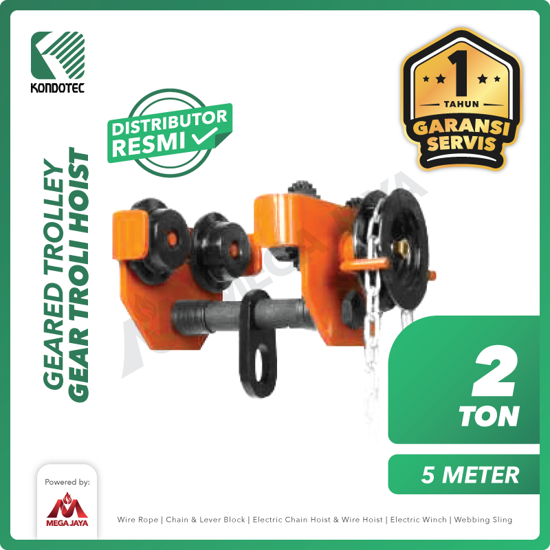 KONDOTEC-Geared-Trolley-2Ton-x-5Meter-I.png Geared Trolley Kondotec 2 Ton x 5 Meter - Image 1