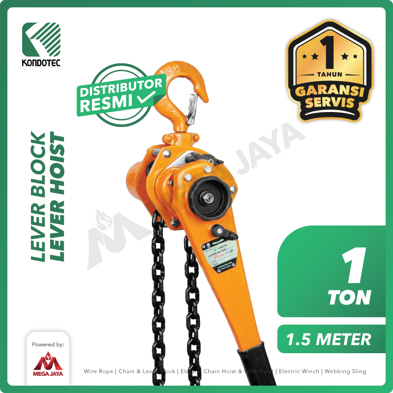 KONDOTEC-Lever-Block-1Ton-x-1.5Meter-I.png Lever Block Kondotec 1 Ton x 1,5 Meter - Image 1