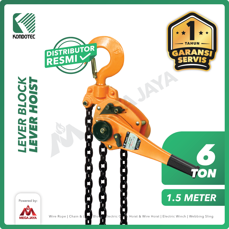 KONDOTEC-Lever-Block-6Ton-x-1.5Meter-I.png Lever Block Kondotec 6 Ton x 1,5 Meter - Gambar 1