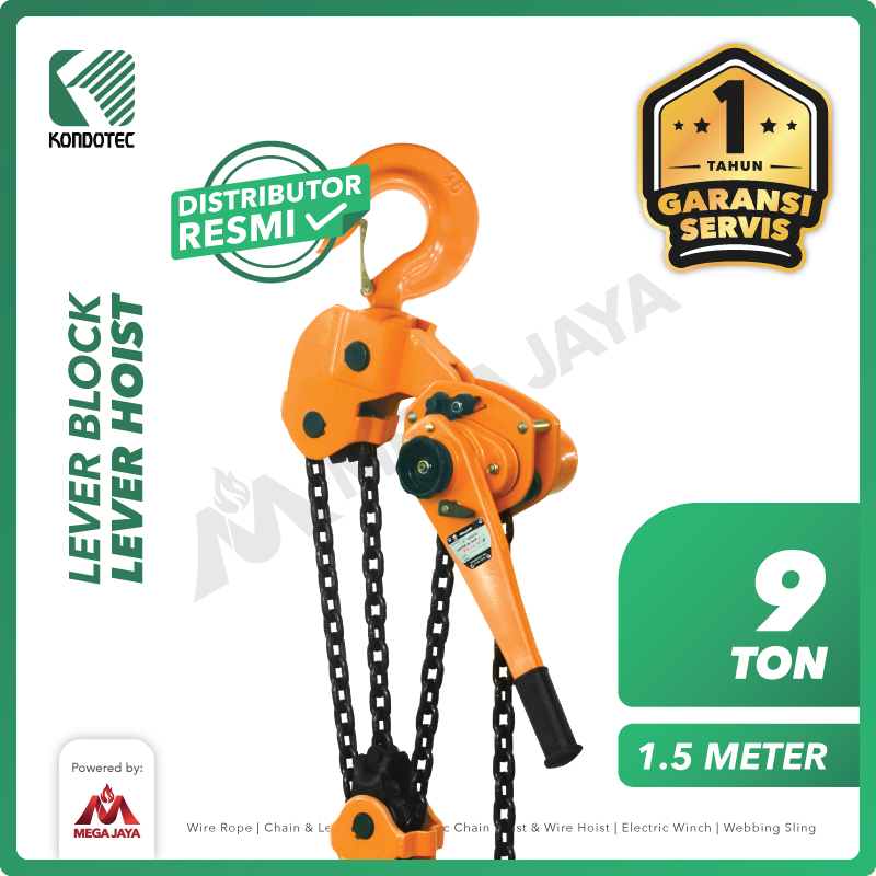 KONDOTEC-Lever-Block-9Ton-x-1.5Meter-I.png Lever Block Kondotec 9 Ton x 1,5 Meter - Image 1
