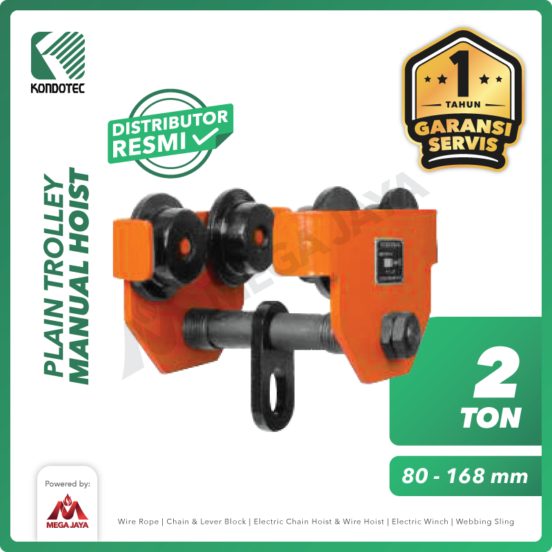KONDOTEC-Plain-Trolley-2-Ton-I.png Plain Trolley Kondotec 2 Ton - Gambar 1