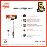 Mini Electric Hoist 1F Toyo 300-600 Kg x 20 Meter - Image 4