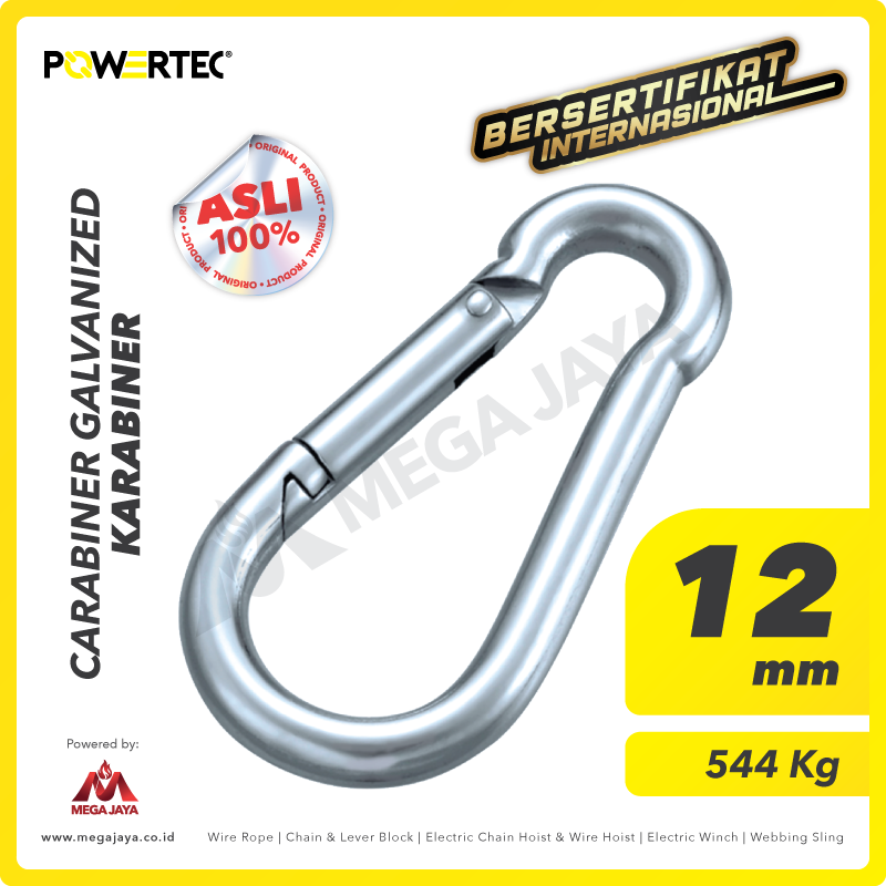 POWERTEC-Carabiner-Galvanized-12mm-I.png Carabiner Powertec Galv 12Milimeter - Gambar 1
