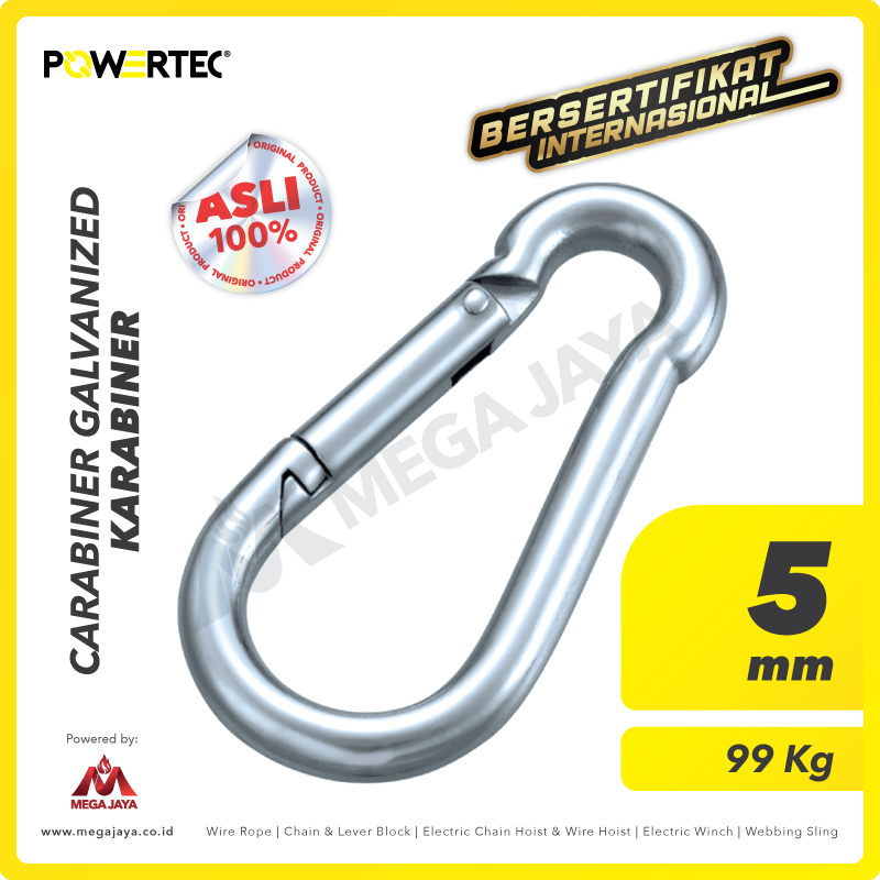POWERTEC-Carabiner-Galvanized-5mm-I.png Carabiner Powertec Galv 5Milimeter - Image 1