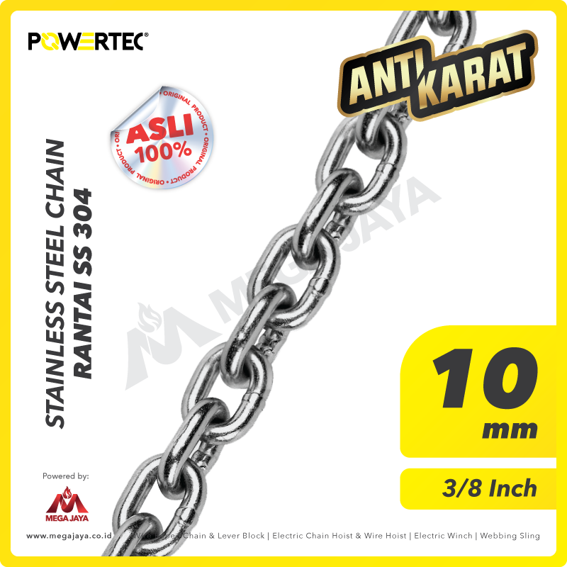 POWERTEC-Chain-SS-304-10mm-I.png SS 304 Chain Powertec 10Milimeter @100 Kg - Image 1