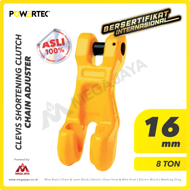 POWERTEC-Clevis-Shortening-Clutch-16mm-I.png Clevis Shortening Clutch Powertec 16Milimeter - 8 Ton - Gambar 1