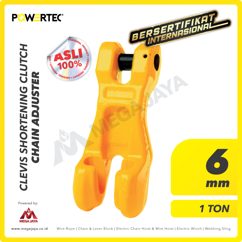 POWERTEC-Clevis-Shortening-Clutch-6mm-I.png Clevis Shortening Clutch Powertec 6Milimeter - 1 Ton - Gambar 1