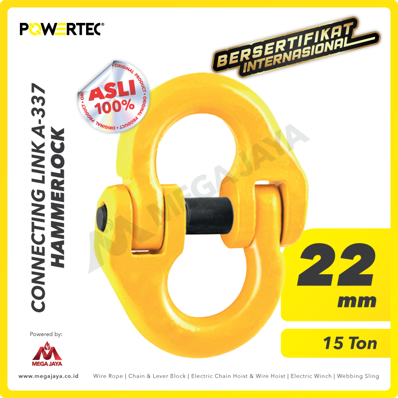 POWERTEC-Connecting-Link-22mm-I.png Connecting Link Powertec A-337 22Milimeter - 15 Ton - 7/8" - Gambar 1