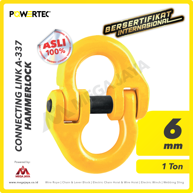 POWERTEC-Connecting-Link-6mm-I.png Connecting Link Powertec A-337 6Milimeter - 1 Ton - 1/4" - Gambar 1