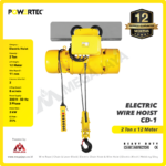 Electric Wire Rope Hoist 3F Powertec CD1 + Trolley 2 Ton x 12 Meter