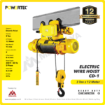 Electric Wire Rope Hoist 3F Powertec CD1 + Trolley 3 Ton x 12 Meter - Image 3