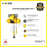 Electric Wire Rope Hoist 3F Powertec CD1 + Trolley 5 Ton x 12 Meter - Image 4