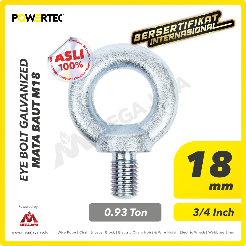 POWERTEC-Eye-Bolt-Galvanized-18mm-I.png Eye Bolt Powertec Galv M18 - Gambar 1