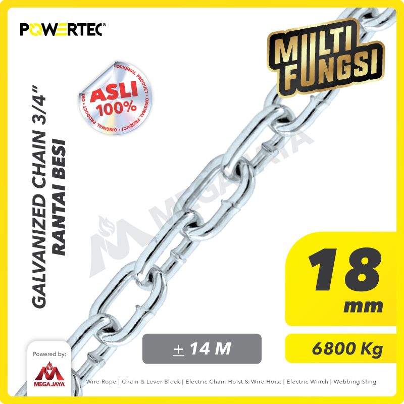 POWERTEC-Galvanized-Chain-18mm-1.png Galv Chain Powertec 18Milimeter - 3/4" @97 Kg - Image 1