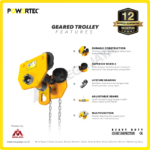 Geared Trolley Powertec GCT-SN 10 Ton x 3 Meter (New) - Image 4