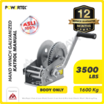 Hand Winch Powertec 3500 Lbs / 1600 Kg (Body Only)