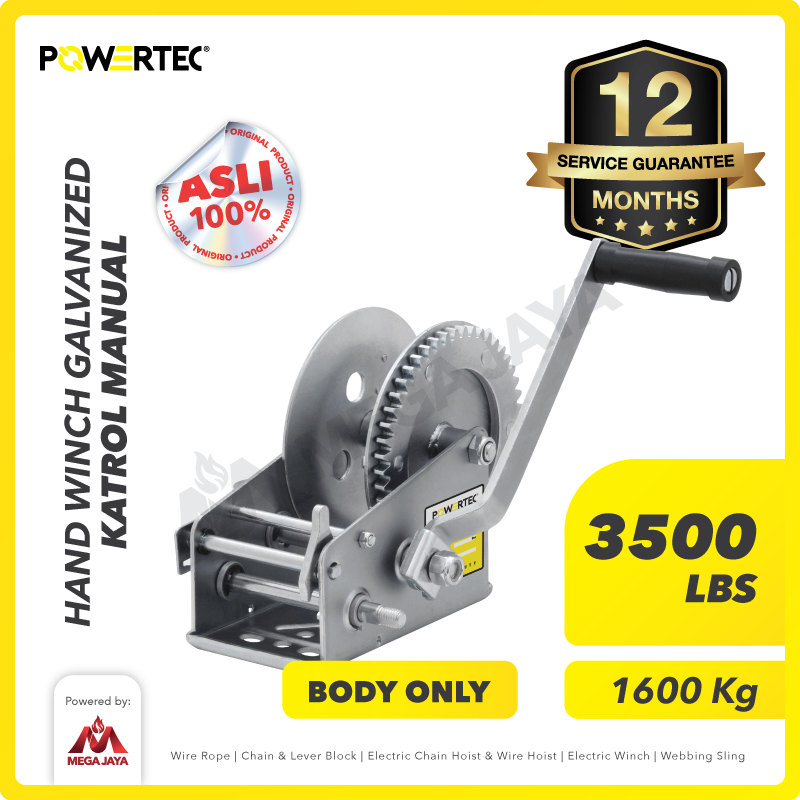 POWERTEC-Hand-Winch-Galvanized-Body-Only-3500-Lbs-I.png Hand Winch Powertec 3500 Lbs / 1600 Kg (Body Only) - Image 1