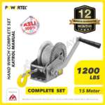 Hand Winch Powertec 1200 Lbs / 540 Kg x 15 Meter (Complete Set)