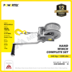 Hand Winch Powertec 1200 Lbs / 540 Kg x 15 Meter (Complete Set) - Gambar 2