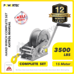 Hand Winch Powertec 3500 Lbs / 1600 Kg x 15 Meter (Complete Set)