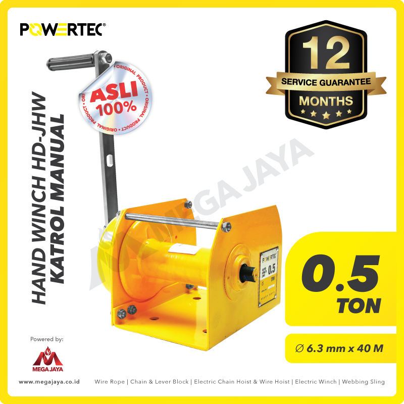 POWERTEC-Hand-Winch-HD-JHW-0.5-Ton-I.png Hand Winch Powertec JHW 0,5 Ton - Image 1