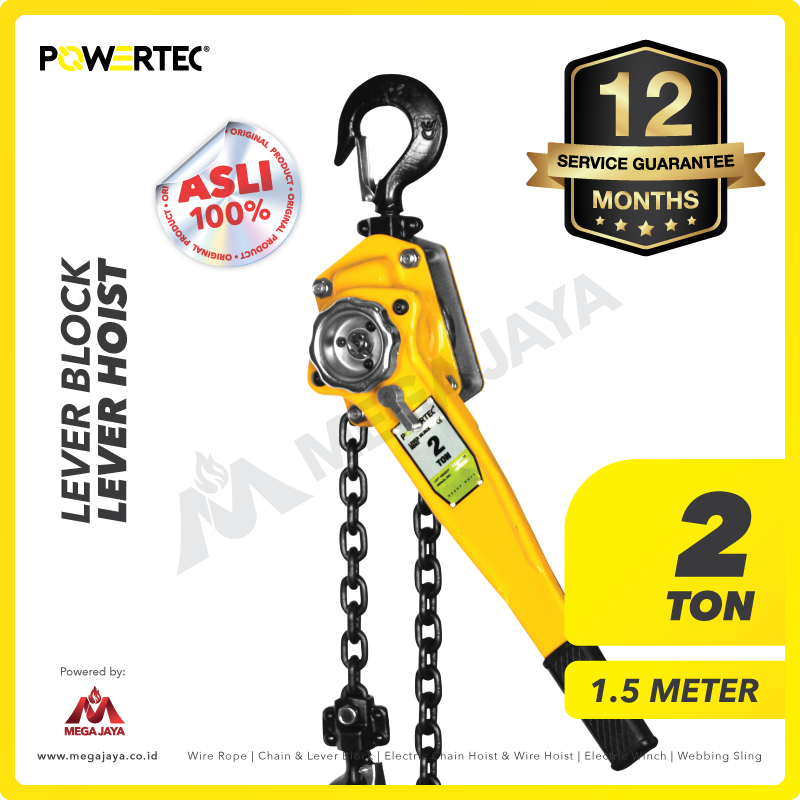 POWERTEC-Lever-Block-2Ton-x-1.5Meter-I-1.png Lever Block Powertec 2 Ton x 1,5 Meter (8Milimeter) - Image 1