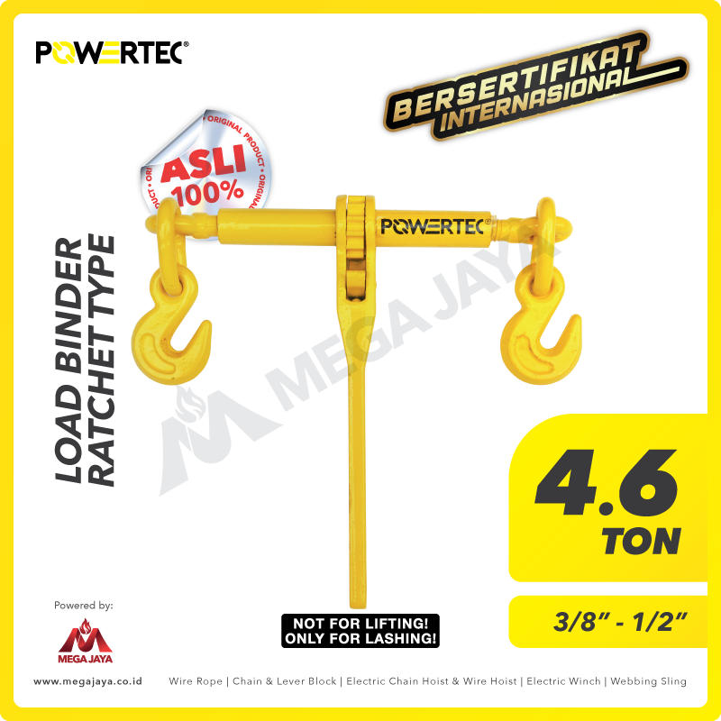 POWERTEC-Load-Binder-Ratchet-4.6Ton-I.png Load Binder Powertec Ratchet Type (Ton) L-140 : 3/8"-1/2" - Image 1
