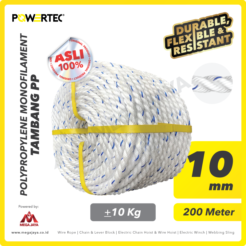 POWERTEC-PP-mono-Rope-10mm-I.png PP Mono Rope Powertec 10Milimeter - Cir 1 1/4" @10Kg - Image 1