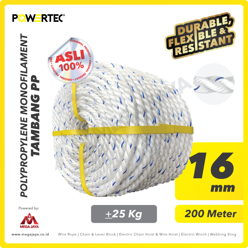 POWERTEC-PP-mono-Rope-16mm-I.png PP Mono Rope Powertec 16Milimeter - Cir 2" @25Kg - Image 1