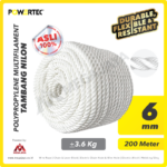 PP Multi (Nylon) Rope Powertec 6Milimeter - Cir 3/4" @3,6Kg