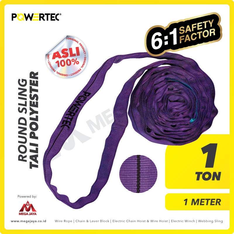 POWERTEC-Round-Sling-1Ton-x-1Meter-I.png Round Sling Powertec (6:1) 1 Ton x 1 Meter (Ungu) - Image 1