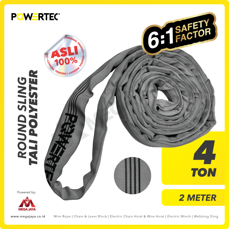 POWERTEC-Round-Sling-4Ton-x-2Meter-I.png Round Sling Powertec (6:1) 4 Ton x 2 Meter (Abu) - Gambar 1