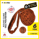 Round Sling Powertec (6:1) 6 Ton x 4 Meter (Cokelat)