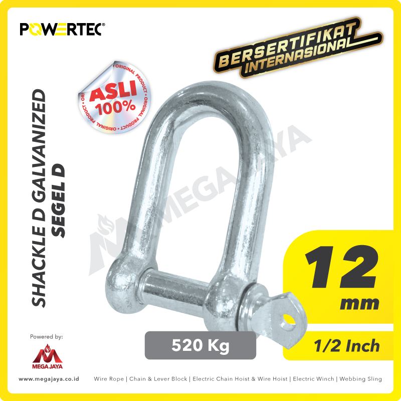 POWERTEC-Shackle-D-Galvanized-12mm-I.png Shackle Powertec Galv D 12Milimeter - 1/2" - Image 1