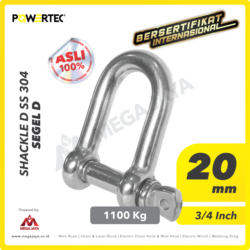 POWERTEC-Shackle-D-SS-304-20mm-I.png Shackle Powertec SS 304 D 20Milimeter - 3/4" - Image 1