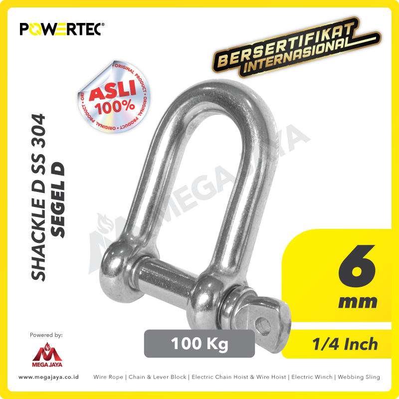 POWERTEC-Shackle-D-SS-304-6mm-I.png Shackle Powertec SS 304 D 6Milimeter - 1/4" - Image 1