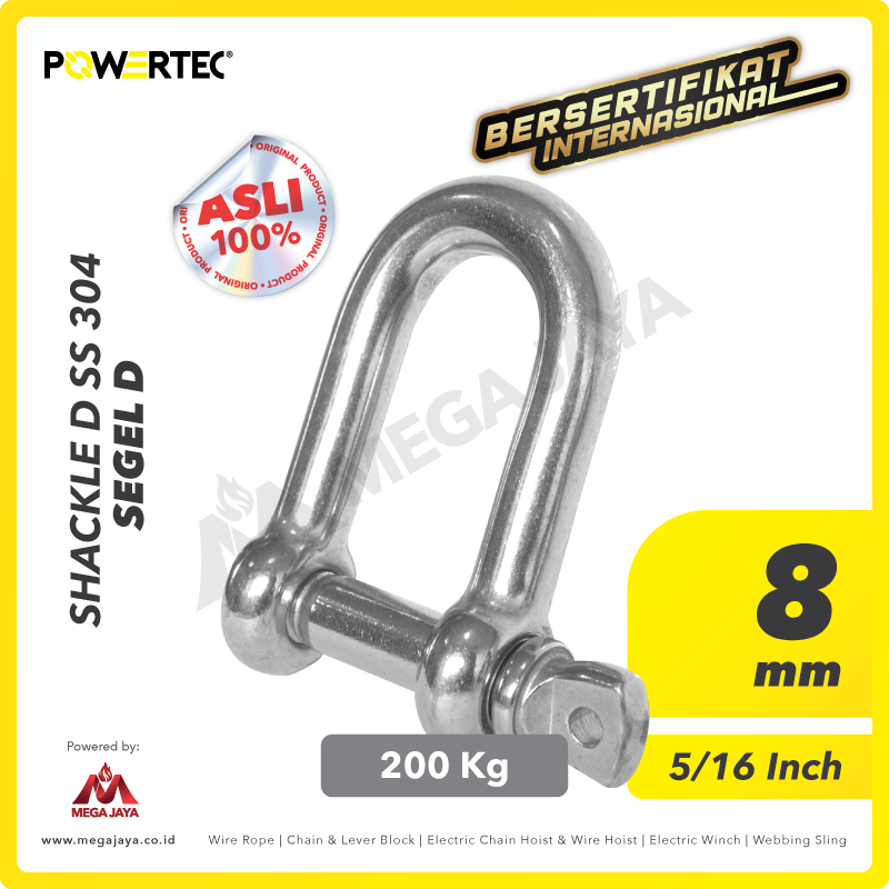 POWERTEC-Shackle-D-SS-304-8mm-I.png Shackle Powertec SS 304 D 8Milimeter - 5/16" - Image 1