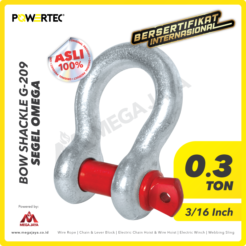 POWERTEC-Shackle-G-209-0.3Ton-I.png Shackle Powertec 209 0,3 Ton - 3/16" - Image 1