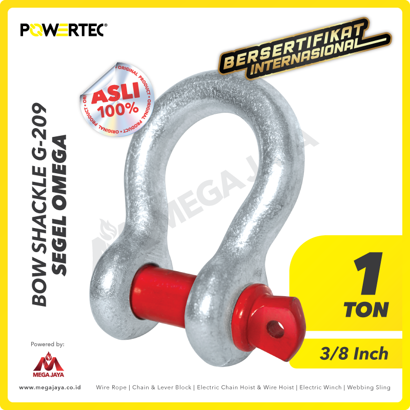 POWERTEC-Shackle-G-209-1Ton-I.png Shackle Powertec 209 1 Ton - 3/8" - Image 1
