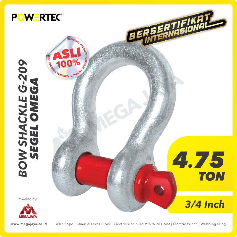 POWERTEC-Shackle-G-209-4.75Ton-I.png Shackle Powertec 209 4,75 Ton - 3/4" - Image 1