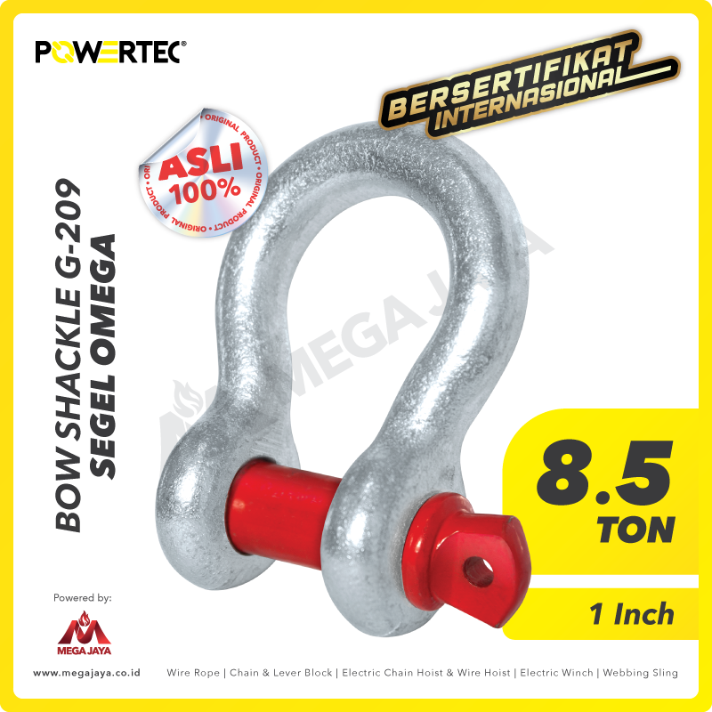 POWERTEC-Shackle-G-209-8.5Ton-I.png Shackle Powertec 209 8,5 Ton - 1" - Image 1