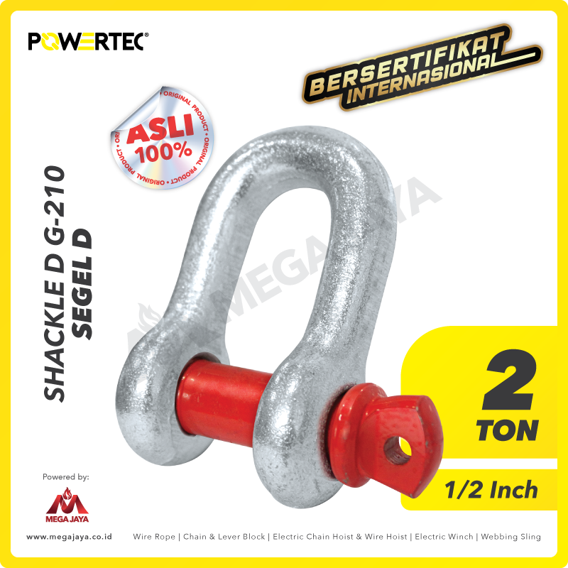 POWERTEC-Shackle-G-210-2Ton-I.png Shackle Powertec 210 2 Ton - 1/2" - Image 1