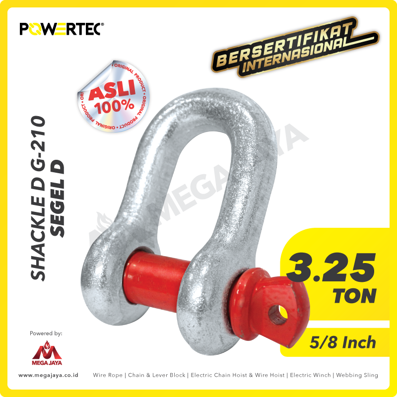 POWERTEC-Shackle-G-210-3.25Ton.png Shackle Powertec 210 3,25 Ton - 5/8" - Gambar 1