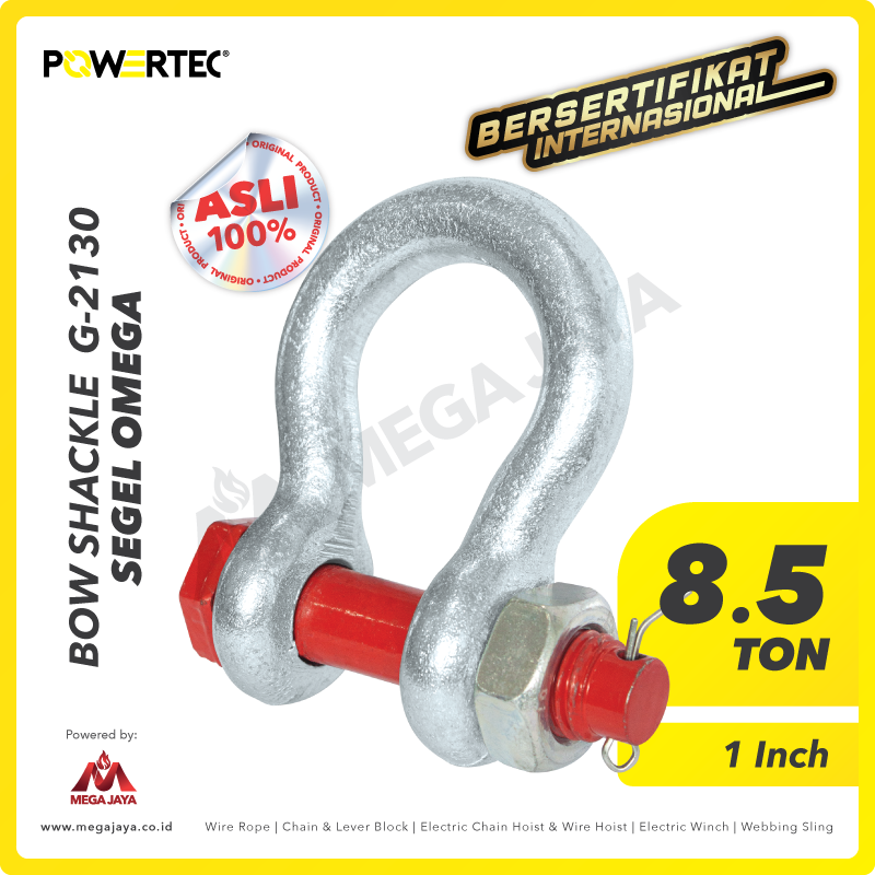 POWERTEC-Shackle-G-2130-8.5Ton-I.png Shackle Powertec 2130 8,5 Ton - 1" - Image 1